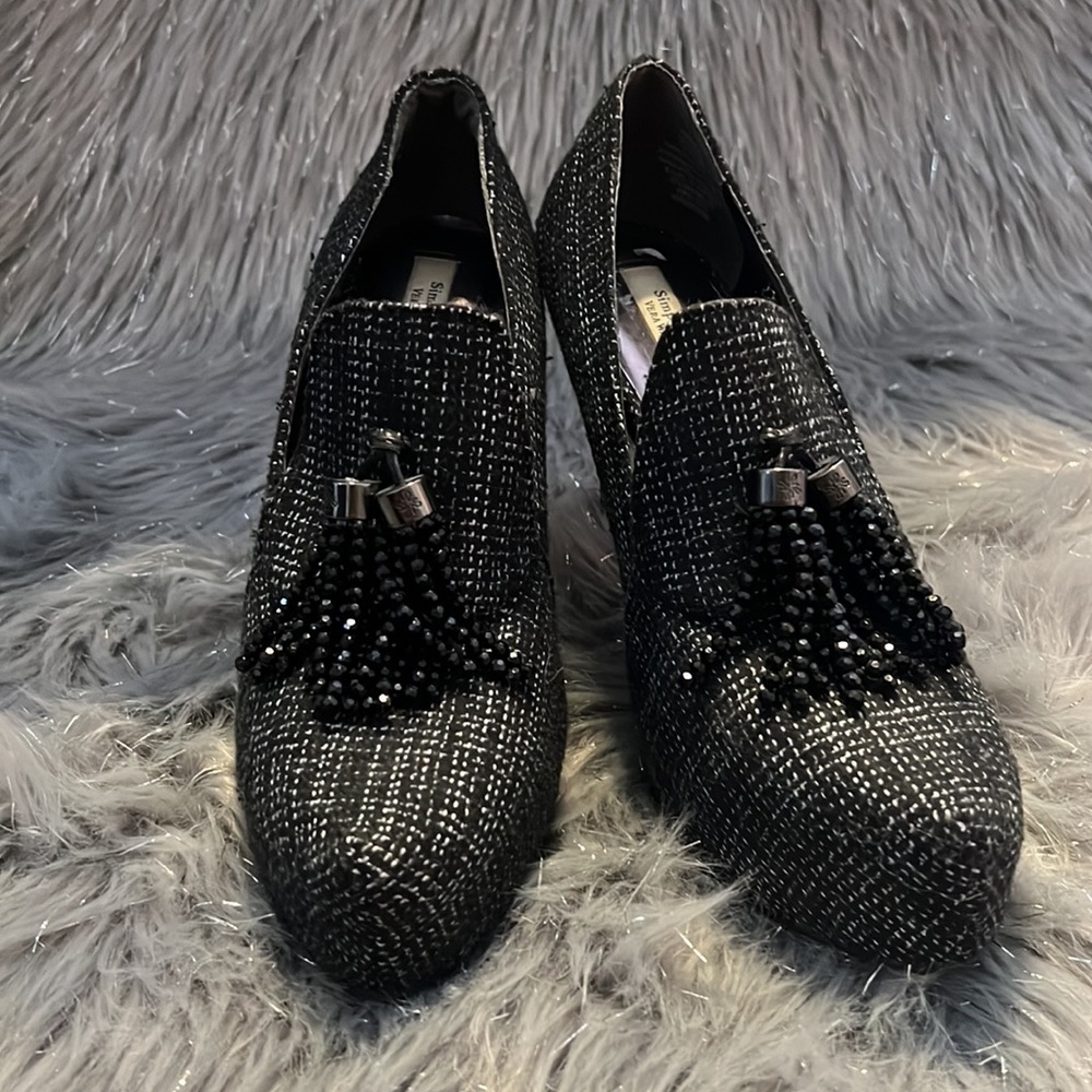 Simply Vera Vera Wang Svzarahplaid Tweed Tassel Platform Heels Pumps 9M